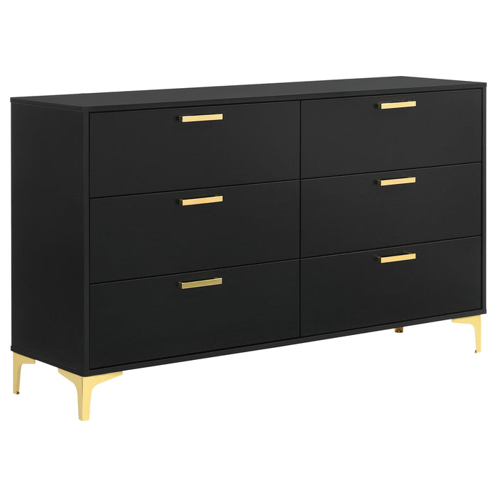 Lexie - 6 Drawer Rectangular Dresser - Black Furniture Max