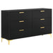 Lexie - 6 Drawer Rectangular Dresser - Black Furniture Max