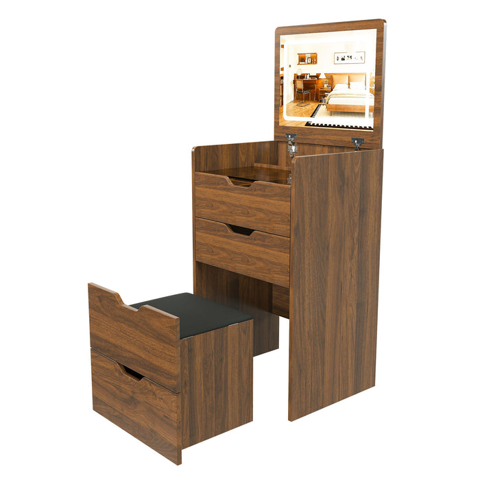 Vanity Desk With Lighted Mirror & Stool Home Essentials