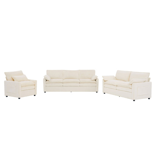 Modern Sofa Set With Double Layer Cushion And Side Storage Pockets Hearth and Haven