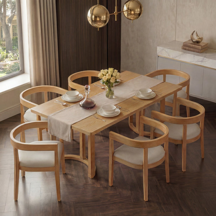 Rectangular Dining Table Set For 6 With Upholstered Barrel Back Chairs Hearth and Haven