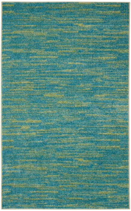 3' X 5' Striped Non Skid Indoor / Outdoor Area Rug - Blue / Green