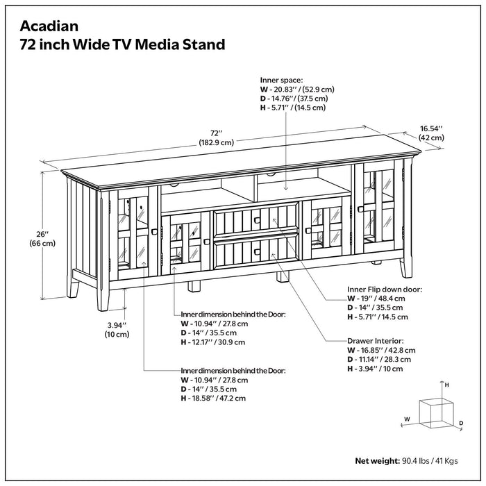 Acadian - Wide TV Media Stand - Brown Simpli-Home