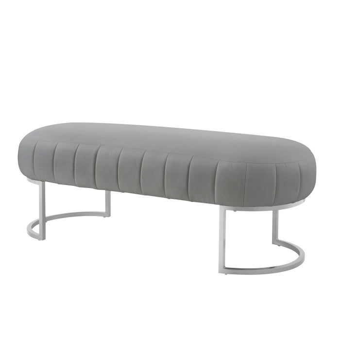 Faux Leather Bench Upholstered - Silver / Gray