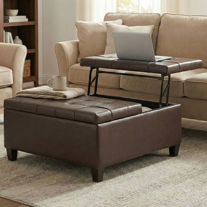 Harrison - Upholstered Coffee Table Storage Ottoman Simpli-Home
