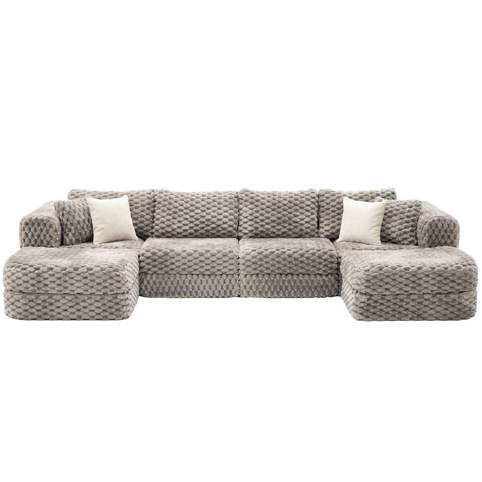 Modular Sectional Sofa, Boneless Couch With 2 Movable Ottomans Hearth and Haven