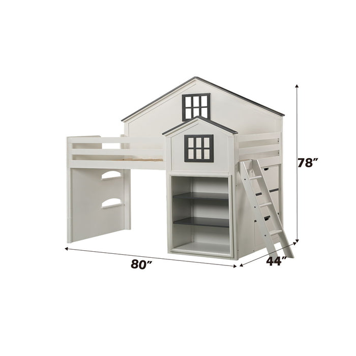 Ratana - Loft Bed - Gray & White ACME