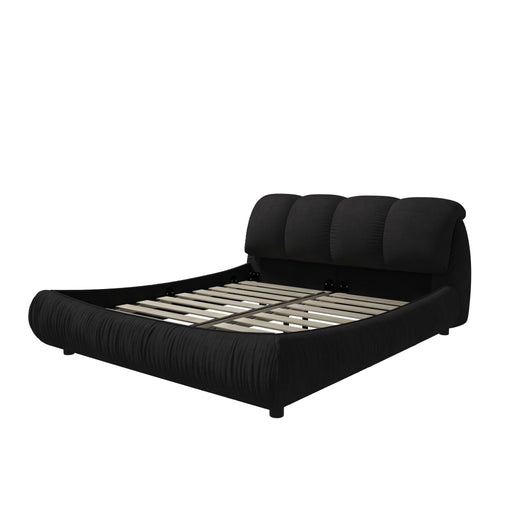 Luxury Upholstered Platform Bed With Oversized Padded Backrest And Solid Wood Frame Home Essentials