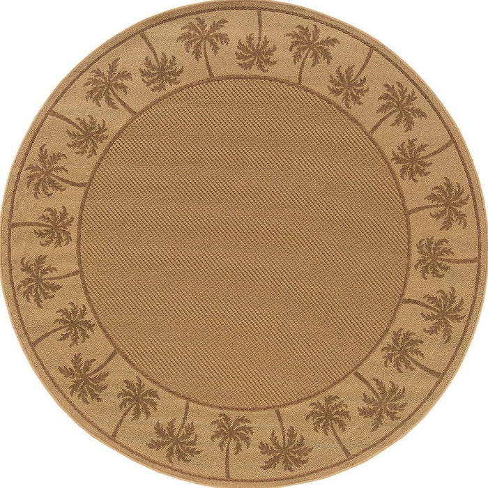 8' X 8' Round Stain Resistant Indoor & Outdoor Area Rug - Beige