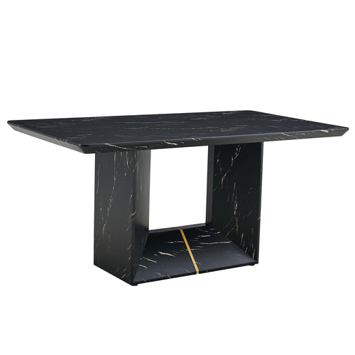 Modern Dining Table With Marbled Design For Luxurious Elegance - Black Home Essentials
