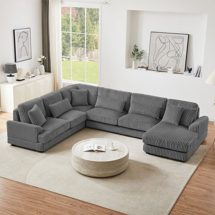 U - Sectional Sofa With Chaise Lounge, Oversized Living Room Couch Hearth and Haven