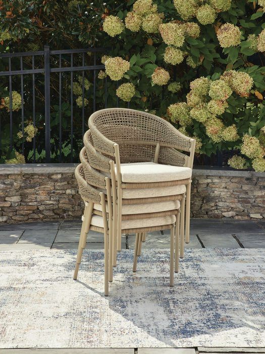 Orchard Beach - Arm Chair With Cushion (Set of 4) - Beige Signature Design by Ashley®