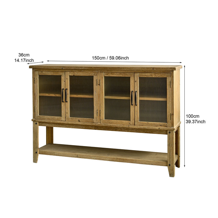 Rectangle Accent Sideboard Cabinet With Storage Shelf, Cabinet For Kitchen - Natural Wood Home Essentials