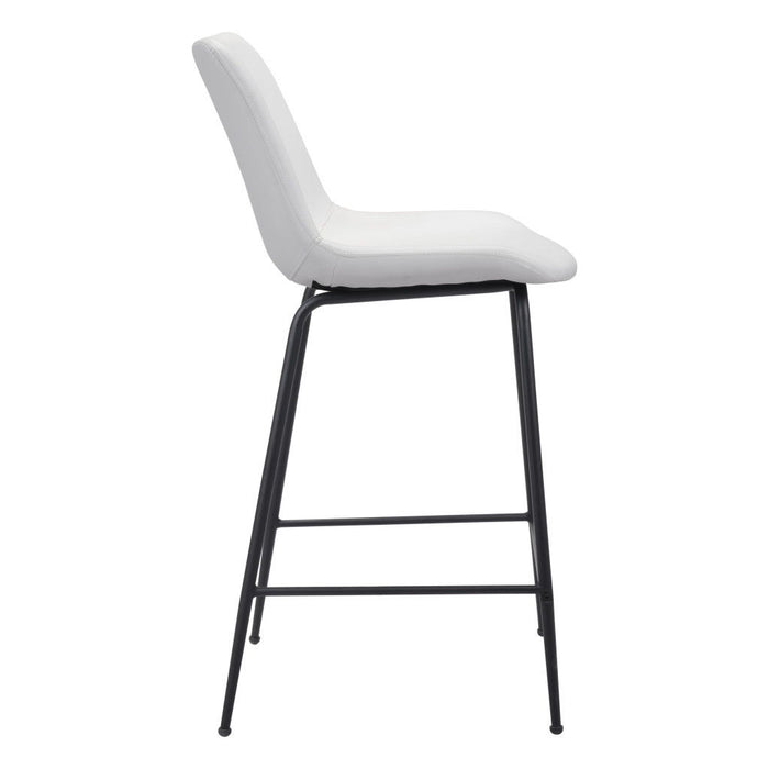 Steel Low Back Counter Height Bar Chair - White And Black