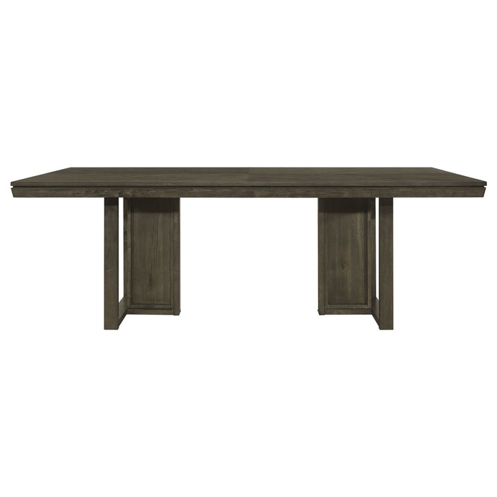 Glenmoor - Rectangular Dining Table With Geometric Double Pedestal Base - Dark Gray Furniture Max