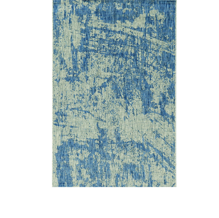 3' X 5' Machine Woven UV Treated Abstract Brushstroke Indoor / Outdoor Area Rug - Gray Denim