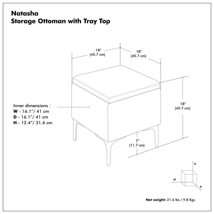 Natasha - Multifunctional Storage Ottoman With Tray Simpli-Home