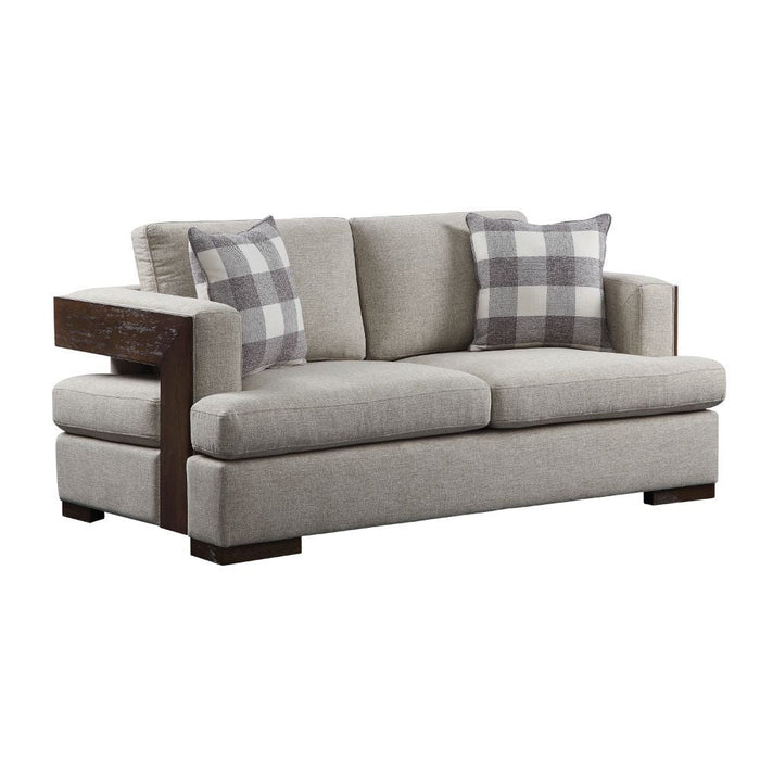 Niamey - Loveseat With 2 Pillows - Fabric & Walnut ACME