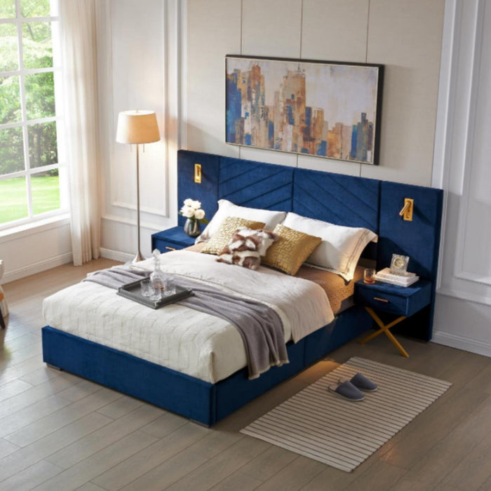 Comfortable Upholstered Bed With Vertical Channel Tufted Wingback Headboard Home Essentials