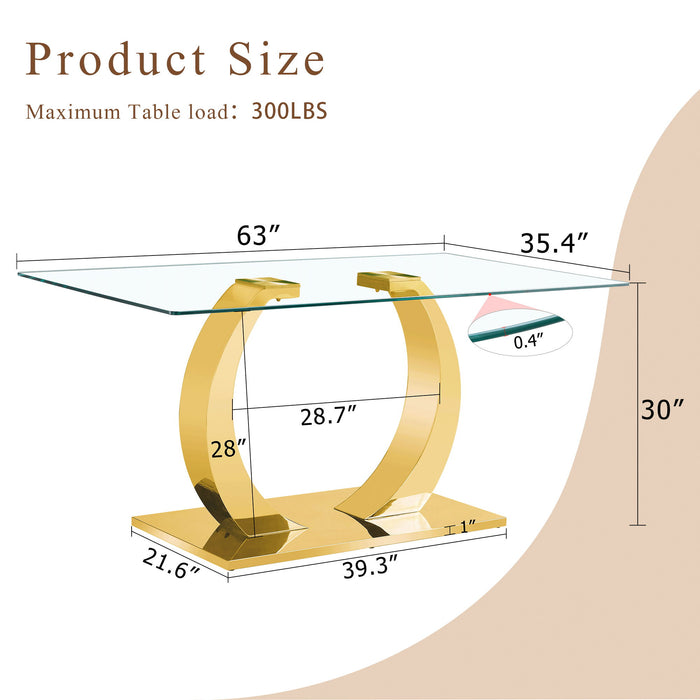 Dining Table For Living Spaces - Gold / Transparent Home Essentials