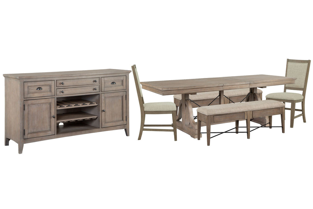 Paxton Place - Extendable Trestle Dining Table Set Magnussen Furniture