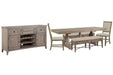 Paxton Place - Extendable Trestle Dining Table Set Magnussen Furniture