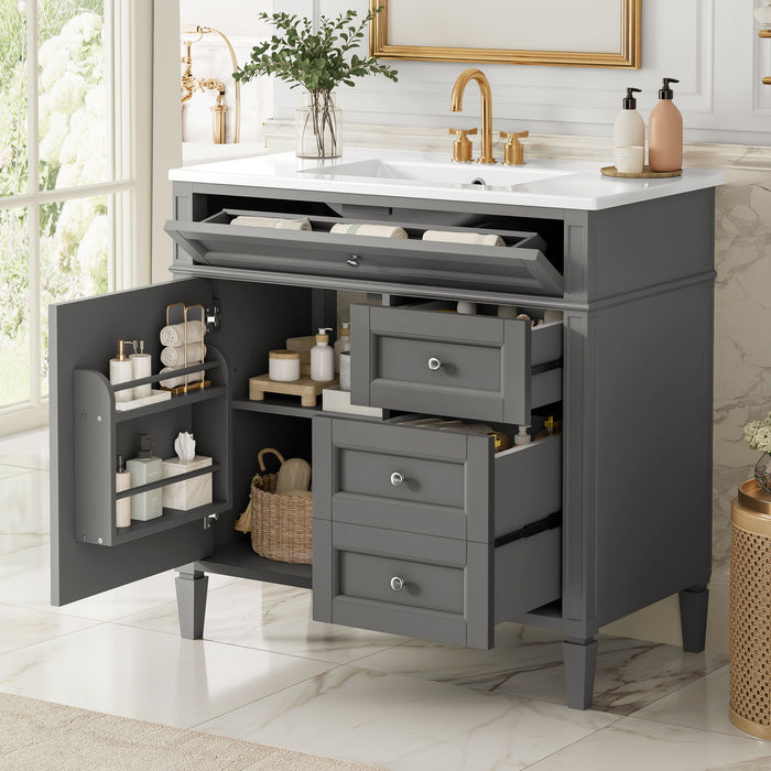 Bathroom Vanity With Top Sink, 2 Drawers, Tip Out Drawer Hearth and Haven
