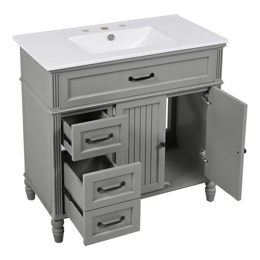 Bathroom Vanity With Sink, Freestanding Cabinet & Drawers Noble House