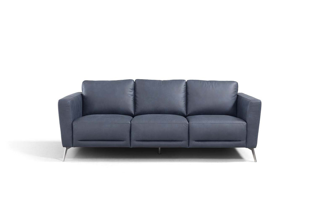 Sofa 85" - Blue Leather And Black