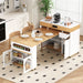 Extendable Dining Table With Folding Top, Rolling Kitchen Island With Drawers And Power Outlet Hearth and Haven