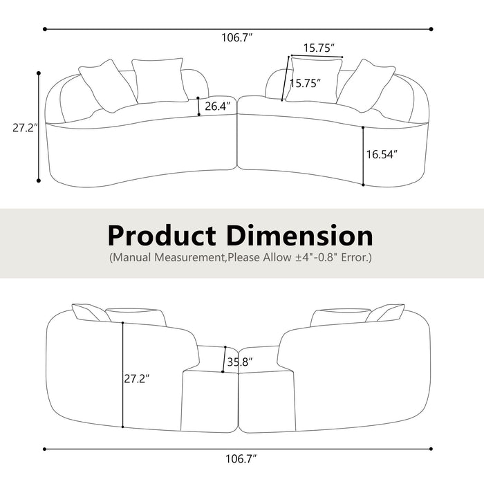 Curved 4 Seater Full Compression Sponge Sofa Home Essentials