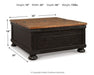 Valebeck - Lift Top Cocktail Table - Black / Brown Signature Design by Ashley®