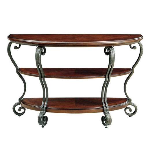 Sofa Table With Open Bottom Shelf And Ornate Scroll Detail Legs - Brown Multi Home Essentials