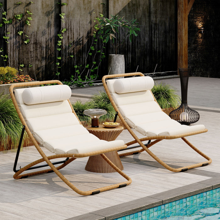 Outdoor Folding Chair With Adjustable Backrest (Set of 2) Hearth and Haven