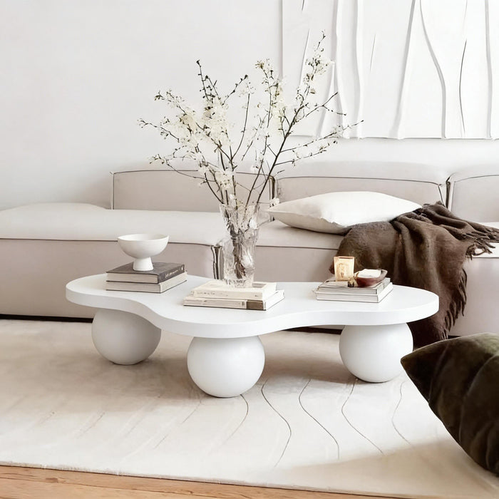 Cloud Shaped Coffee Table With 3 Ball Legs For Living Room Home Essentials