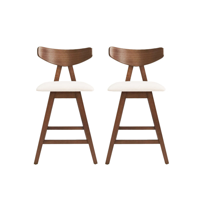 Mid Century Modern Counter Stool With V Shape Frame And Upholstered Seating Noble House