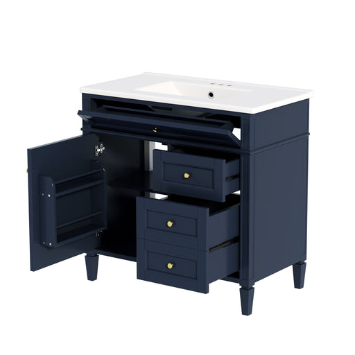 Bathroom Vanity With Top Sink, 2 Drawers, Tip Out Drawer Hearth and Haven