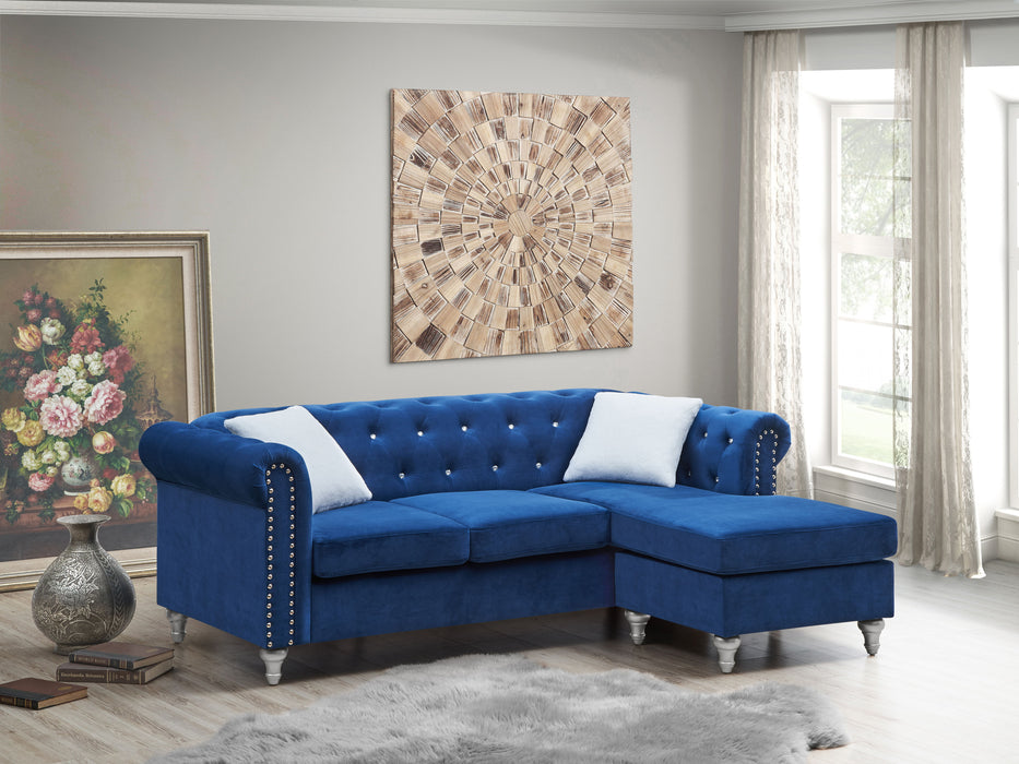 Glory Furniture Raisa Sofa Chaise, Burgandy - Navy Blue