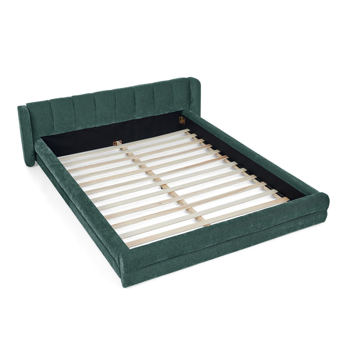 Modern Upholstered Bed Frame With Thick Chenille Fabric And Headboard
