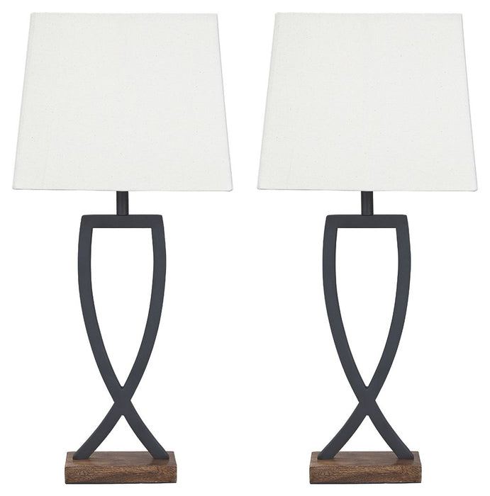 Makara - Metal Table Lamp (Set of 2) - Black / Brown Signature Design by Ashley®