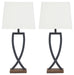 Makara - Metal Table Lamp (Set of 2) - Black / Brown Signature Design by Ashley®