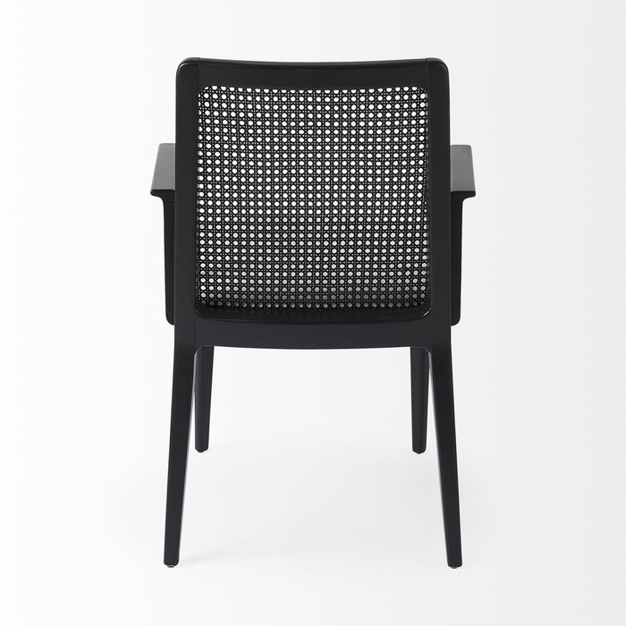 Uholstery And Cane Dining Armchair - Black / Cream