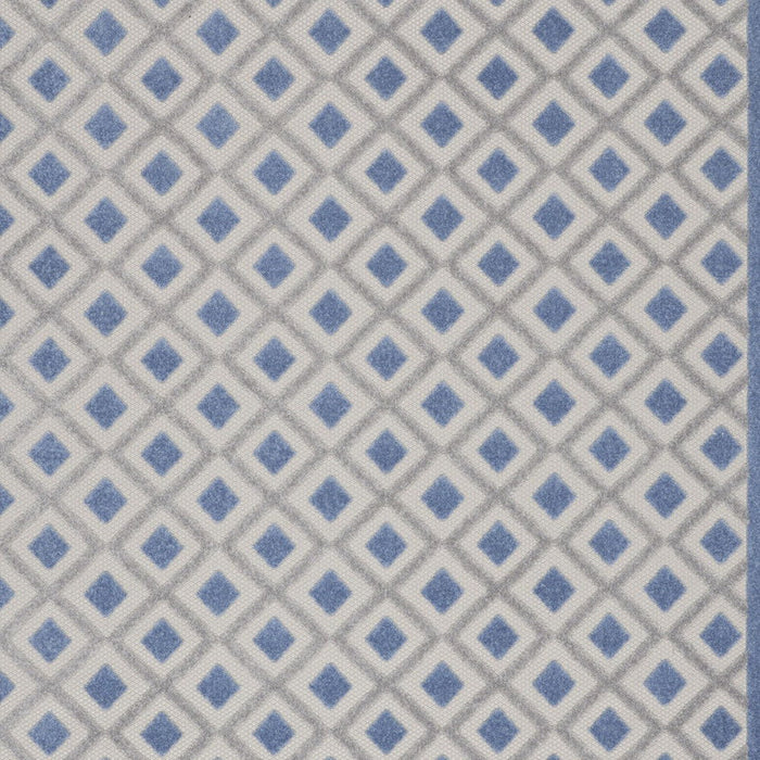 10' X 13' Gingham Non Skid Indoor / Outdoor Area Rug - Blue / Gray