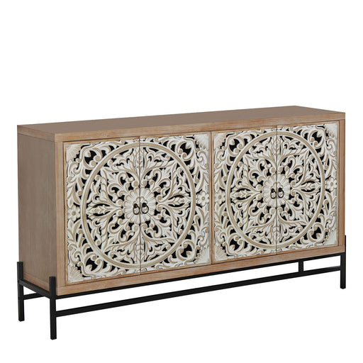 Carved 4 Door Cabinet, Storage Sideboard For Living Room - Multi Home Essentials