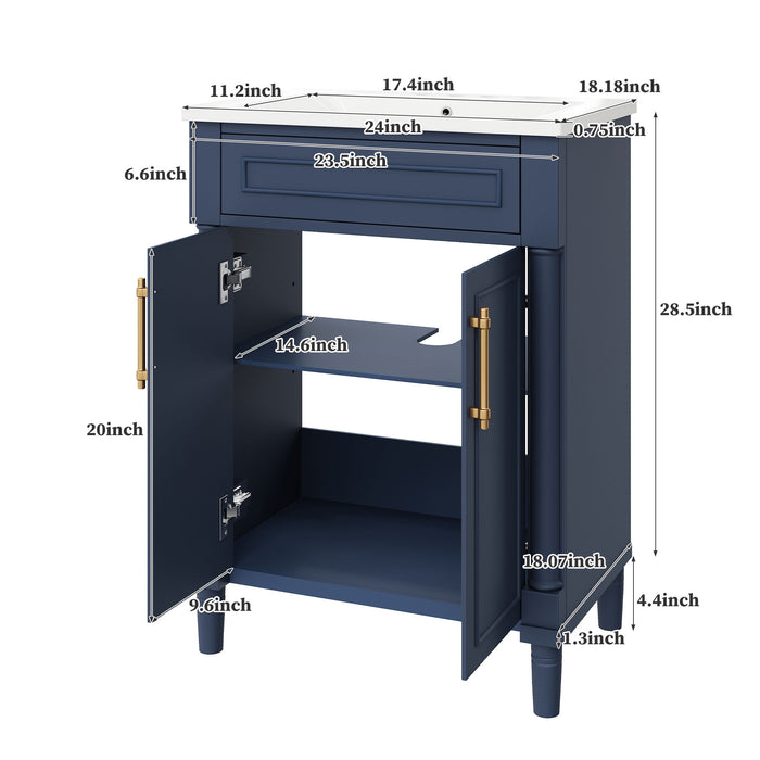 Bathroom Vanity With Integrated Sink, 2 Door Cabinet, Single Sink For Small To Medium Bathrooms Hearth and Haven