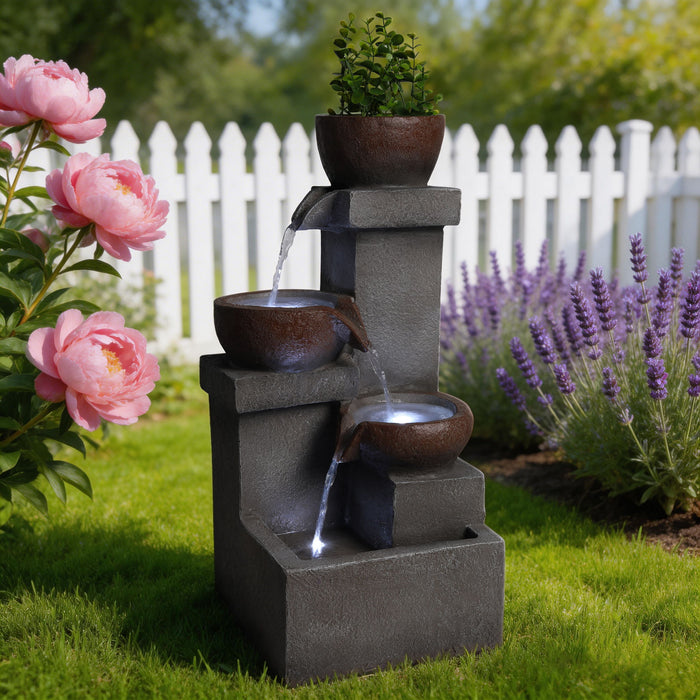 LED Waterfall Fountain Outdoor For Garden - Gray Daily Nest