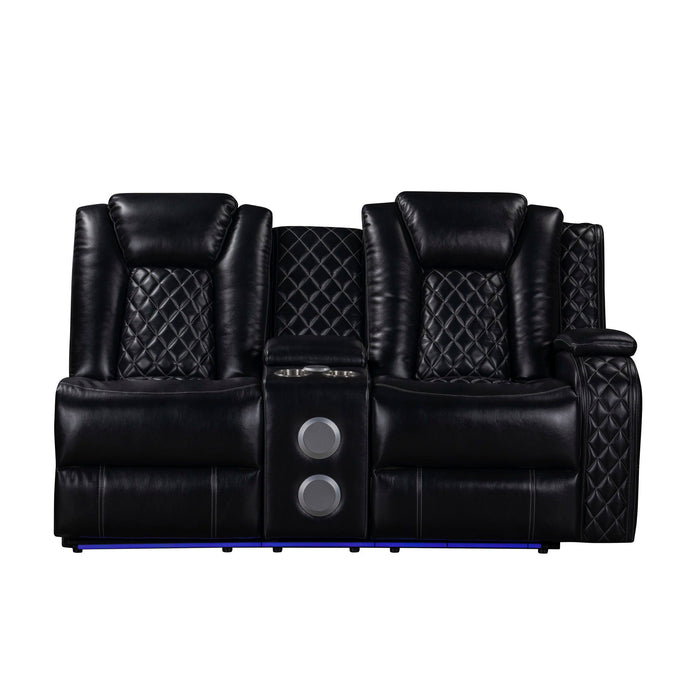Orion II - RAF Console Loveseat With Recliner - Black