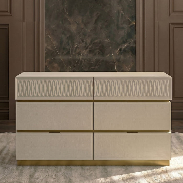 Stanley - 6 Drawer Dresser With Crocodile Texture (Mirror Not Included) - Gray Matrix Furniture Group