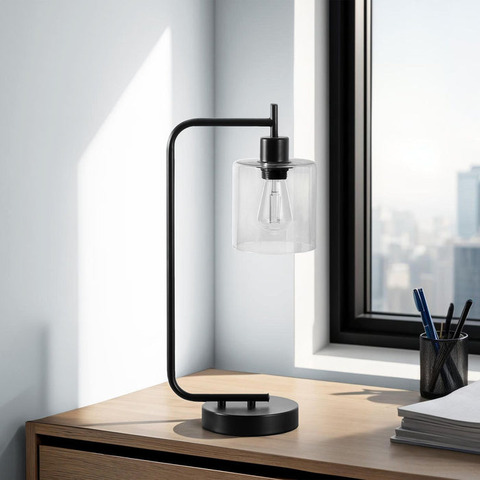 Lighting, Table Lamp, USB Port Included, Glass Shade, Modern - Black 8th Street