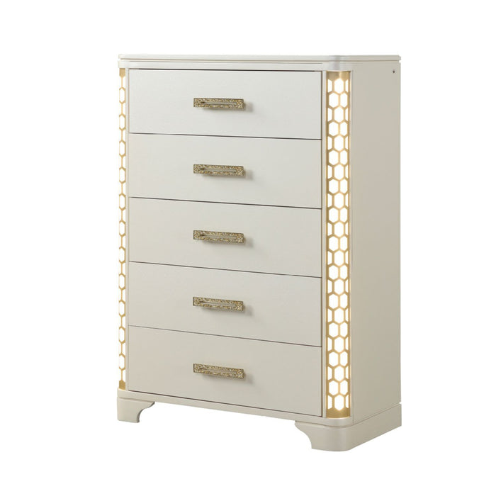 Jasmine - 5 Drawer Chest With Side LED Lightning - Beige Matrix Furniture Group